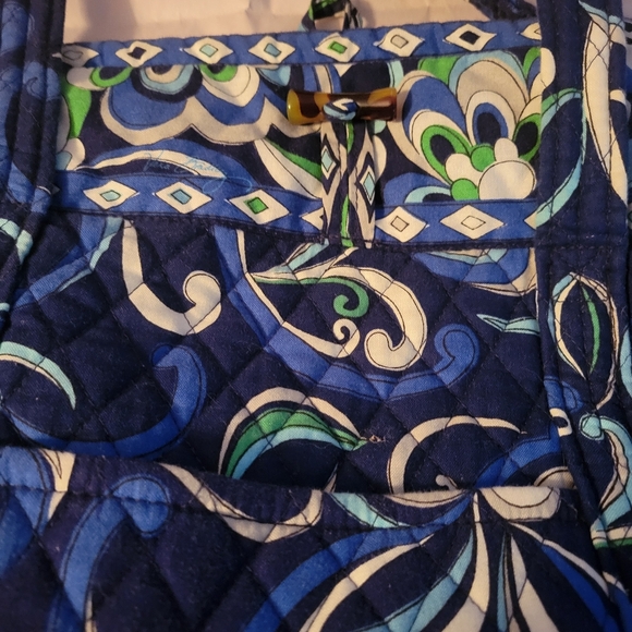 Vera Bradley Tote Shoulder Bag Purse, Mediterranean Blue (Retired) With Wallet - Picture 6 of 9